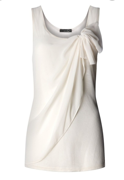 MNG Suit Sleeveless Chiffon Overlay Top Size XS Bow Detail Sheer Cream NWT - Picture 1 of 7
